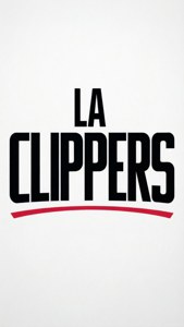 LA Clippers 籃球隊標誌，以黑色文字和紅色底線顯示在白色背景上