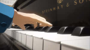 動漫手彈奏Steinway鋼琴鍵盤，黑白琴鍵。 — 鋼琴 GIF 壁紙