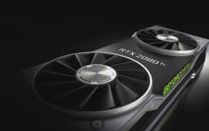 黑色GeForce RTX 2080 Ti顯示卡的特寫，帶有發光的綠色細節。 — 4K 遊戲 壁紙