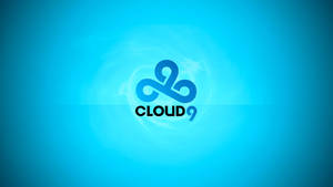 Cloud 9 標誌，帶有旋轉雲朵設計，背景為漸變藍色。 — 深藍色美學 壁紙