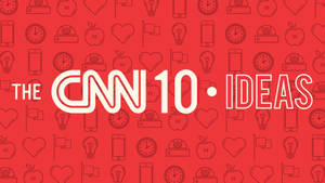紅色背景上帶有重複圖標的CNN10 IDEAS標誌