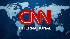世界地圖背景上的CNN International標誌