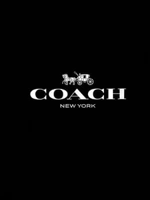Coach New York標誌配馬匹及馬車於黑色背景上