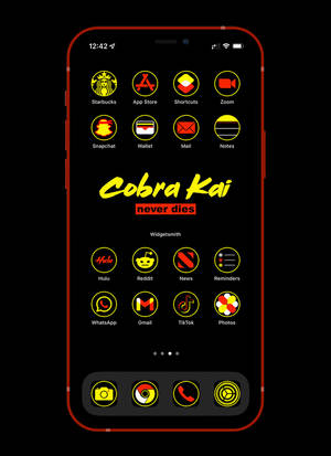 帶有Cobra Kai壁紙和應用程式圖標的電話主屏幕
