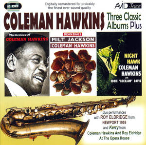 Coleman Hawkins 的專輯封面，配有爵士照片和金色薩克斯風。 — 音樂 GIF 壁紙