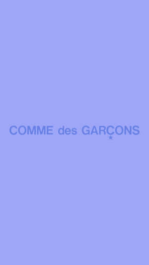 薰衣草背景，中央帶有相同色調的COMME des GARÇONS標誌。