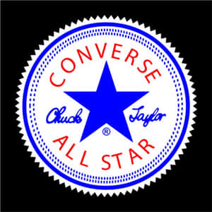 Converse All Star 標誌，藍色星星和紅色文字，黑色背景。