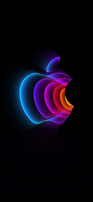 黑色背景上帶有霓虹漸變色彩的發光Apple標誌 — Pixel 11 Pro 壁紙