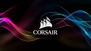 深色背景上帶有發光彩色波浪的 Corsair 標誌