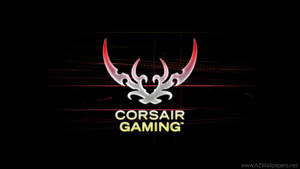 Corsair Gaming 標誌，在深色數位背景上帶有發光的紅色和銀色鹿角。