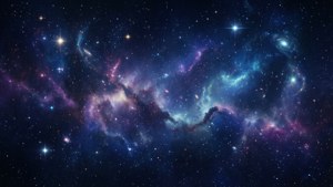 深空中帶有星星的鮮豔宇宙星雲