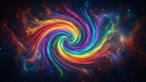 在星空宇宙中充滿活力的彩虹螺旋星系。