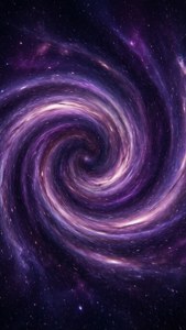 在深空中旋轉的紫色星系，帶有恆星和宇宙塵埃