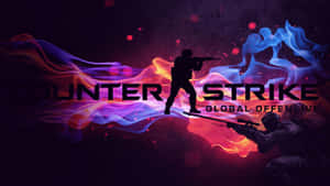 兩名士兵在色彩繽紛的火焰背景前擺出戰鬥姿勢，帶有 Counter Strike 標誌。