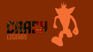 Crash Bandicoot奔跑剪影同埋有叢林紋理嘅Crash Legends標誌。