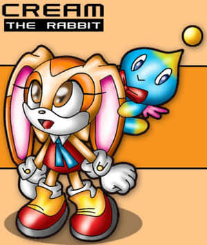 Cream the Rabbit 和她的藍色chao朋友以卡通風格站在一起。 — Motorola Razr Ultra 2026 壁紙