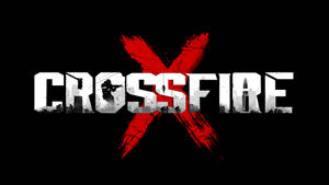 黑色背景上帶有紅色X和士兵剪影的Crossfire遊戲標誌。