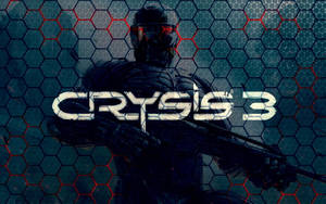 身穿未來裝甲的士兵，在六角形網格背景上手持步槍，帶有Crysis 3標誌。