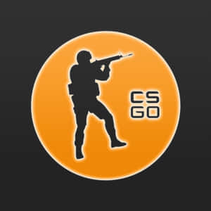 CS GO 標誌，特色為橙色圓圈中一名士兵剪影瞄準步槍。