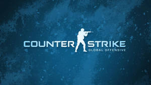 Counter Strike Global Offensive 標誌，帶有士兵剪影，背景為藍色紋理。