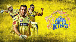 Chennai Super Kings 板球運動員身穿黃色制服與球隊標誌合影。 — 巴基斯坦板球 壁紙