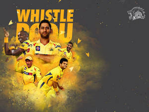 板球隊以「Whistle Podu」文字和金色爆炸效果慶祝。 — 巴基斯坦板球 壁紙