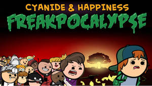 Cyanide & Happiness 角色在日落時面對核爆炸。