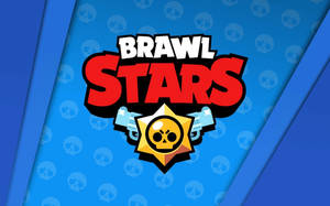 藍色背景上帶有星星和骷髏設計的Brawl Stars遊戲標誌。