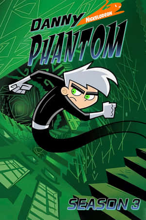 Danny Phantom 以鬼魂形態飛過綠色城市景觀。