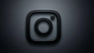 深色漸變背景上的黑色Instagram標誌圖標