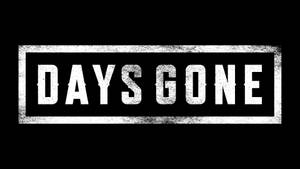 遊戲標誌文字「DAYS GONE」以白色帶 grunge 紋理顯示在黑色背景上。