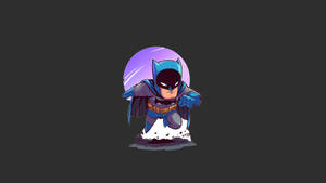 Chibi Batman 擺出戰鬥姿勢，身後有紫色月亮。