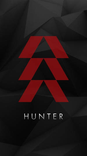 紅色幾何標誌，在深色多邊形背景上有 HUNTER 字樣。