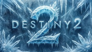 Destiny 2 標誌冰凍在冰中，帶有冰柱和霜凍圖案。
