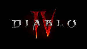 黑色背景上帶有發光紅色和金屬銀色文字的 Diablo IV 標誌