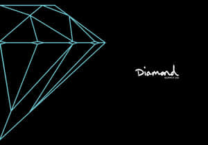 黑色背景上的青色輪廓鑽石標誌及Diamond Supply Co.文字