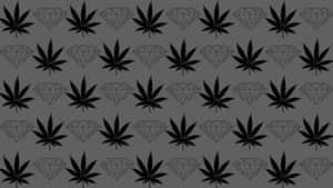 黑色大麻葉和鑽石圖案，灰色背景