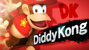 Diddy Kong 着住紅色衫同帽，帶住燦爛笑容揮手。 — 迪士尼角色 壁紙