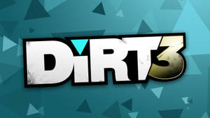 DiRT 3 電玩遊戲標誌，置於幾何藍綠色背景上 — 泥土 壁紙