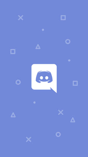 Discord 標誌與漂浮的幾何形狀在藍色背景上