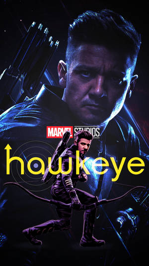Hawkeye 在藍色燈光下擺出持弓搭箭的動作姿勢。 — 火影忍者海報 壁紙