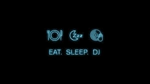 黑色背景上eat sleep dj的霓虹藍色圖標