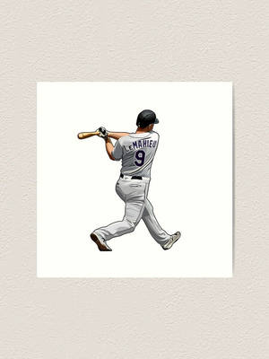 棒球選手Gregor LeMahieu身穿灰色9號球衣揮棒。 — 極簡美學 壁紙
