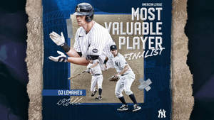 棒球運動員DJ Lemahieu身穿細條紋制服，與隊友一起慶祝成為MVP決賽入圍者。 — 2560x1440 壁紙