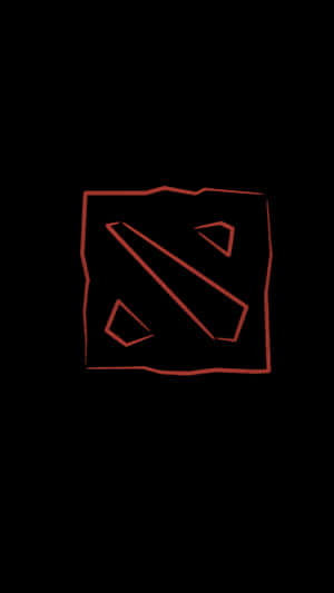 黑色背景上帶有鋸齒輪廓的紅色 Dota 2 標誌。