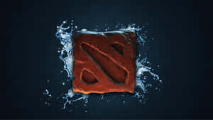 Dota 2 標誌在深色背景上破水而出