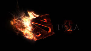 在黑色背景上帶有發光橙色火焰的熾熱DOTA 2標誌。
