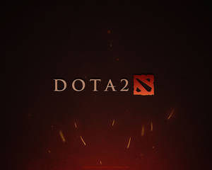 深紅色背景上帶有發光火花的 Dota 2 標誌。