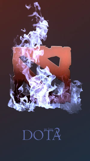 燃燒的DOTA 2標誌，下方有「we love」文字。