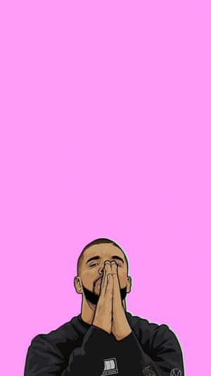 Drake 在粉紅色背景前合十祈禱。